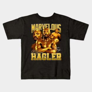 Marvelous Marvin Hagler Boxing Legend Signature Vintage Retro 80s 90s Bootleg Rap Style Kids T-Shirt